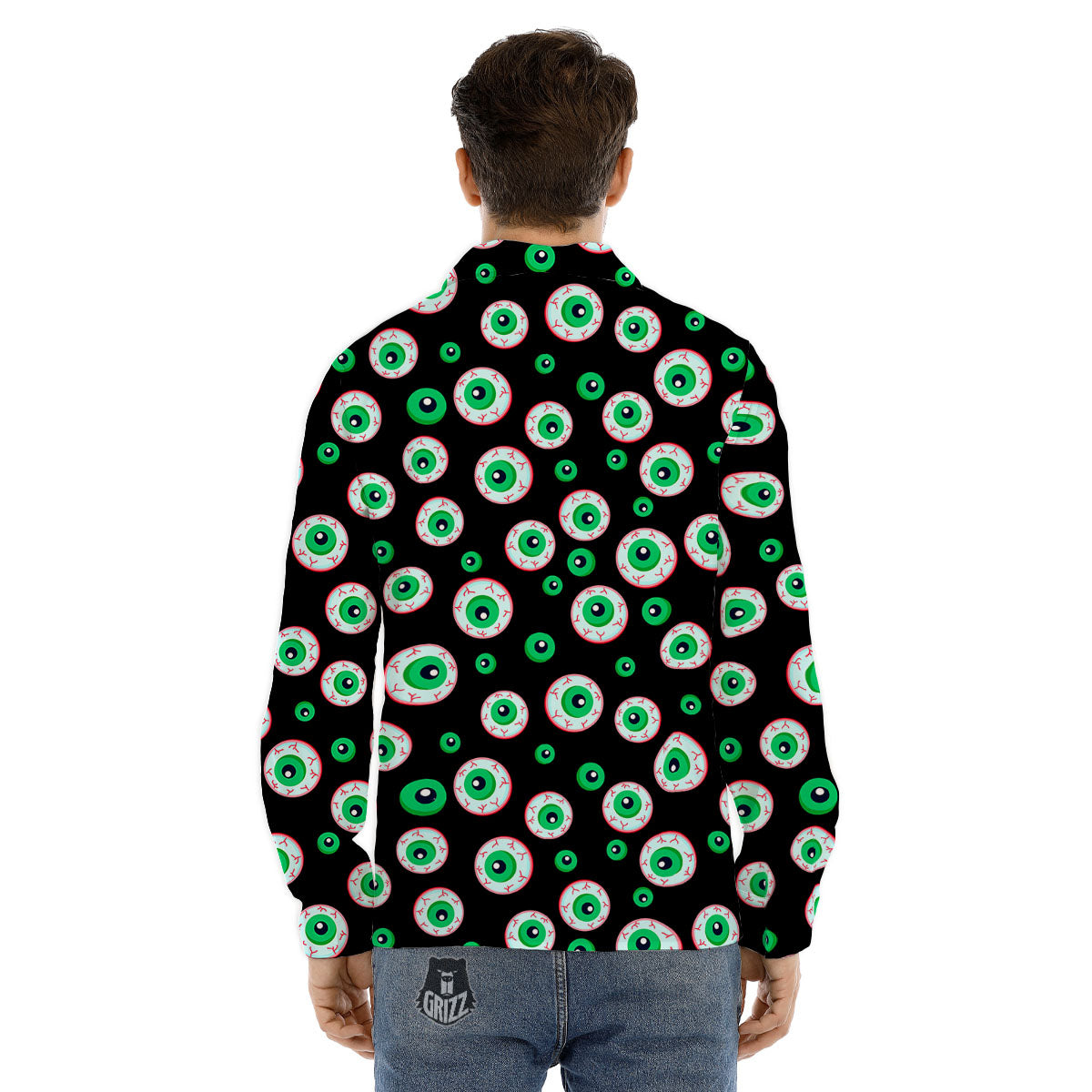 Eyeball Creepy Print Pattern Men's Dress Shirts-grizzshop