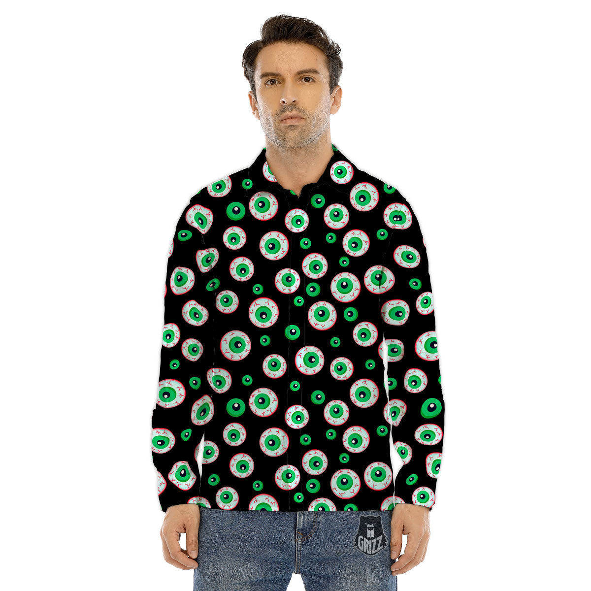 Eyeball Creepy Print Pattern Men's Dress Shirts-grizzshop