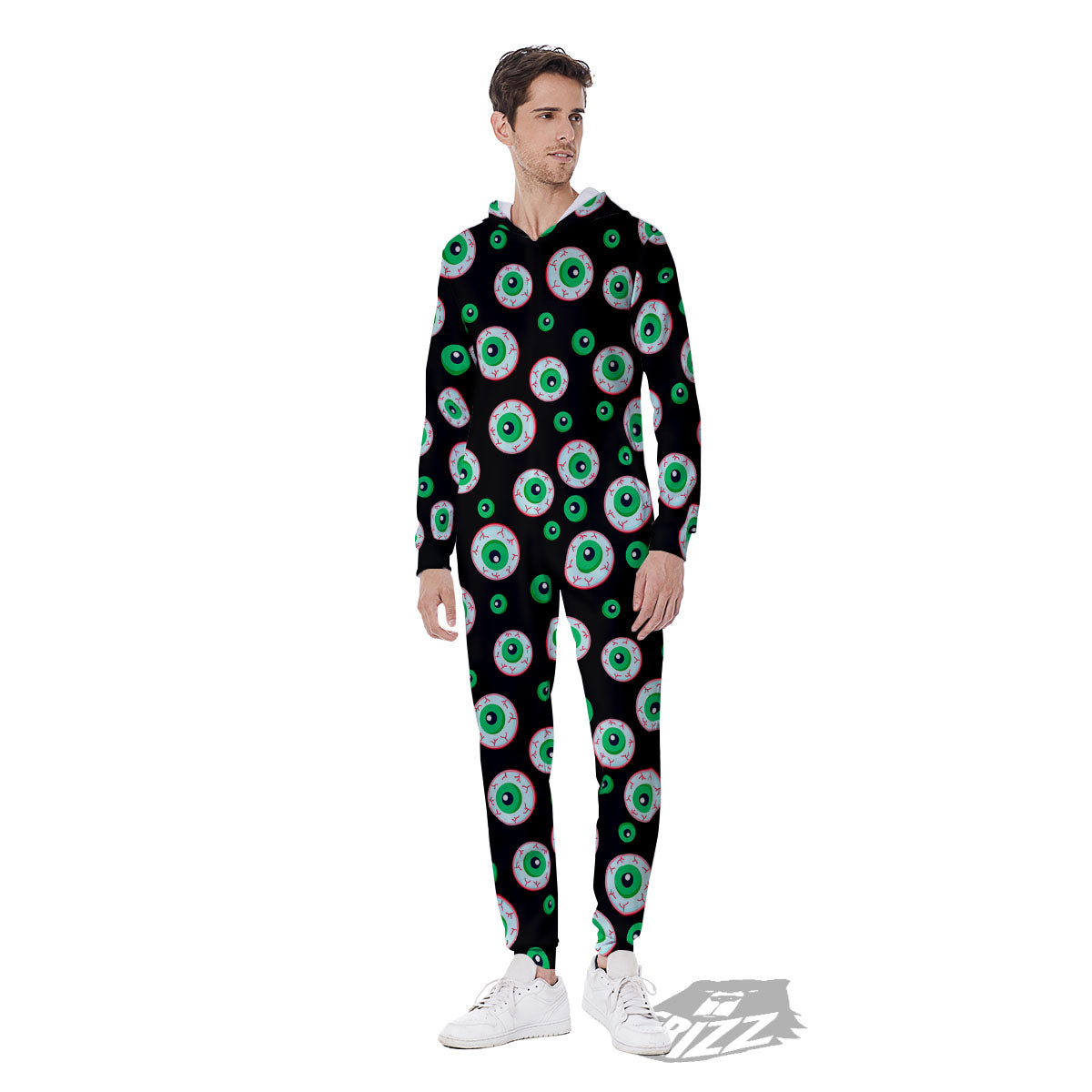 Eyeball Creepy Print Pattern Men's Jumpsuit-grizzshop