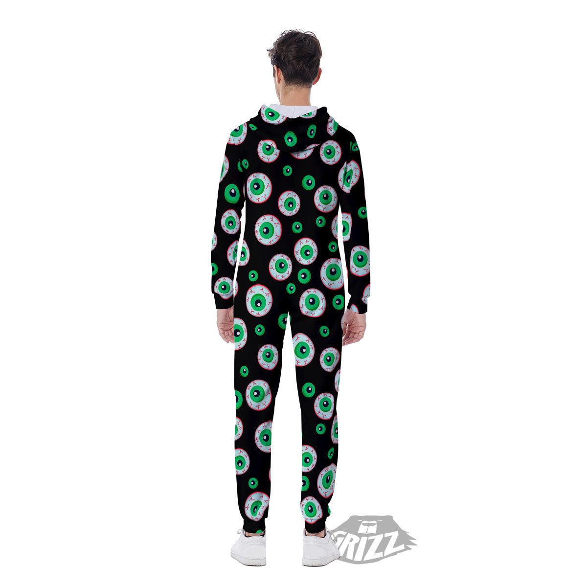 Eyeball Creepy Print Pattern Men's Jumpsuit-grizzshop