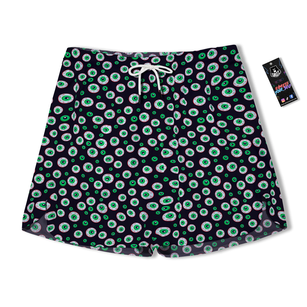 Eyeball Creepy Print Pattern Men's Running Shorts-grizzshop