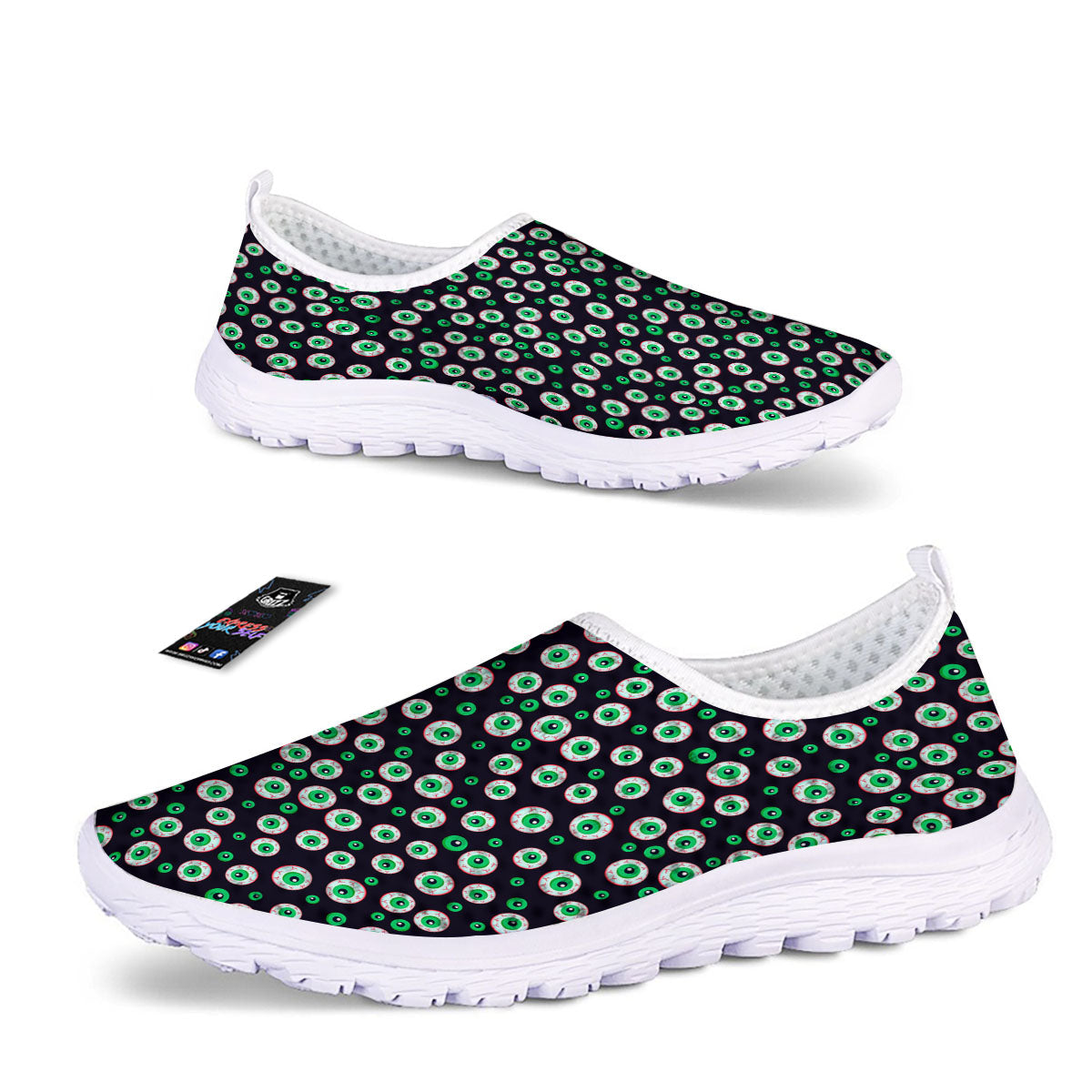 Eyeball Creepy Print Pattern Nurse Shoes-grizzshop