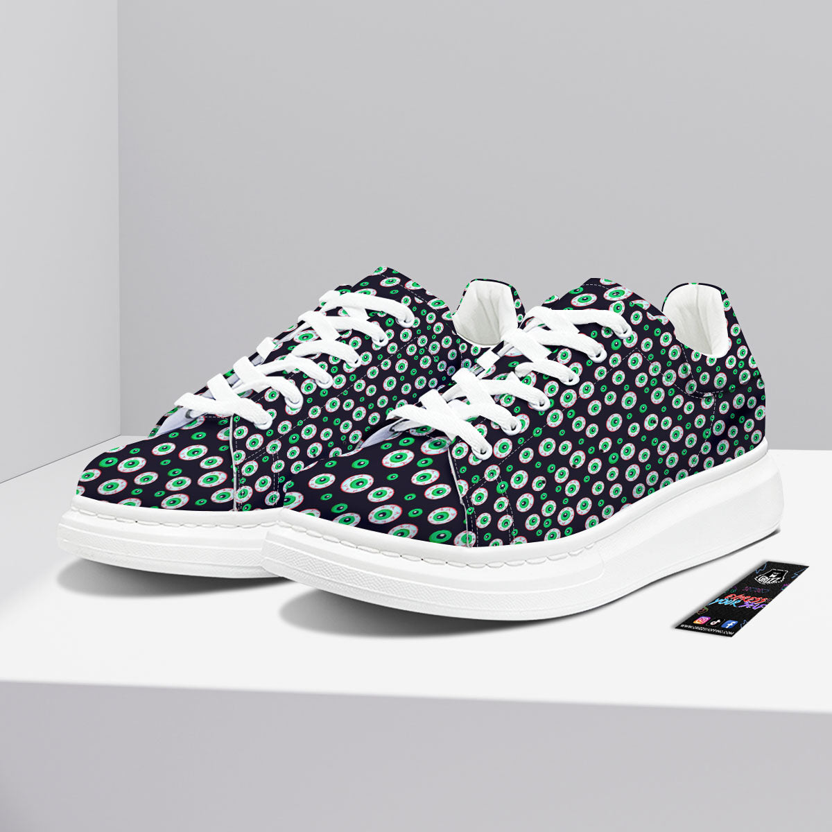 Eyeball Creepy Print Pattern Platform Shoes-grizzshop