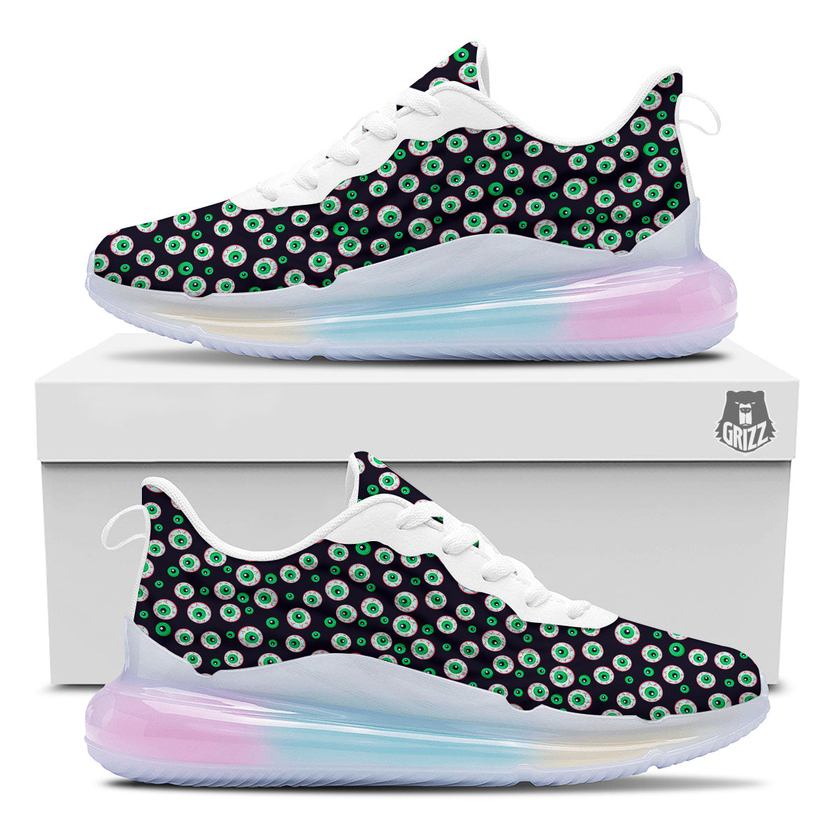 Eyeball Creepy Print Pattern Running Sneakers-grizzshop