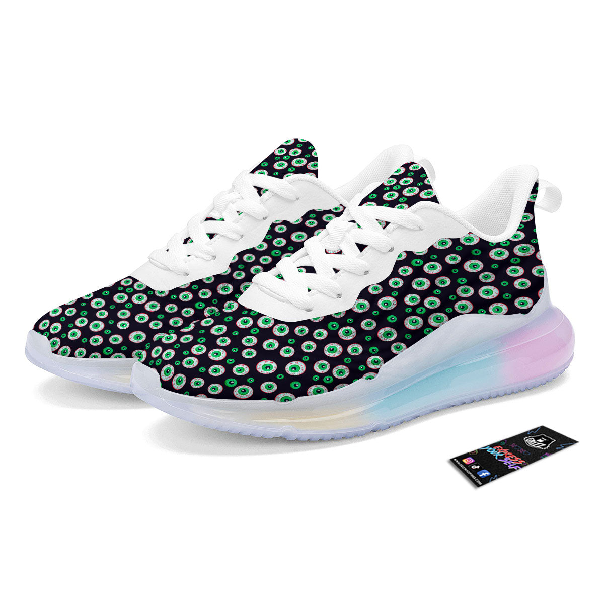 Eyeball Creepy Print Pattern Running Sneakers-grizzshop