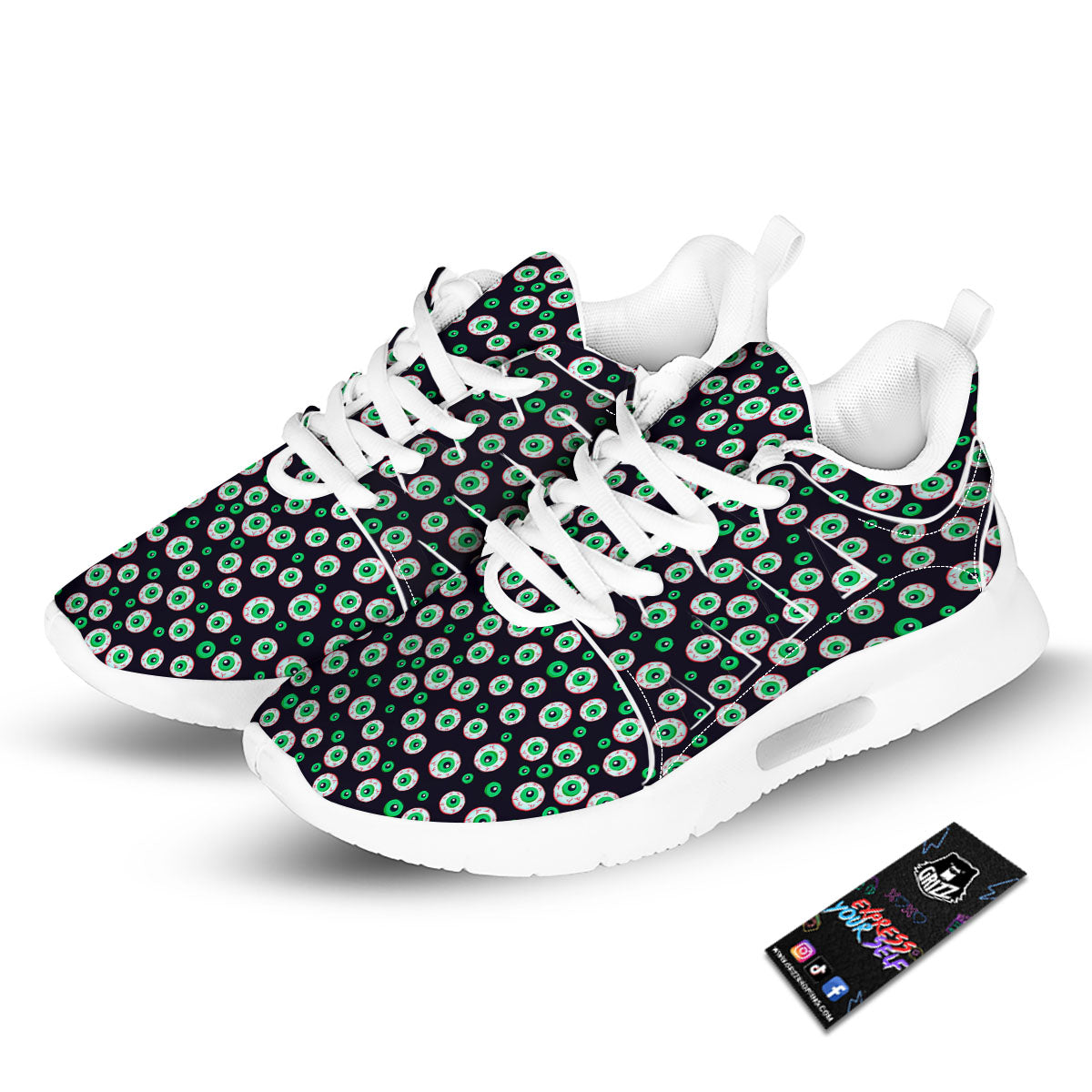 Eyeball Creepy Print Pattern Tennis Shoes-grizzshop