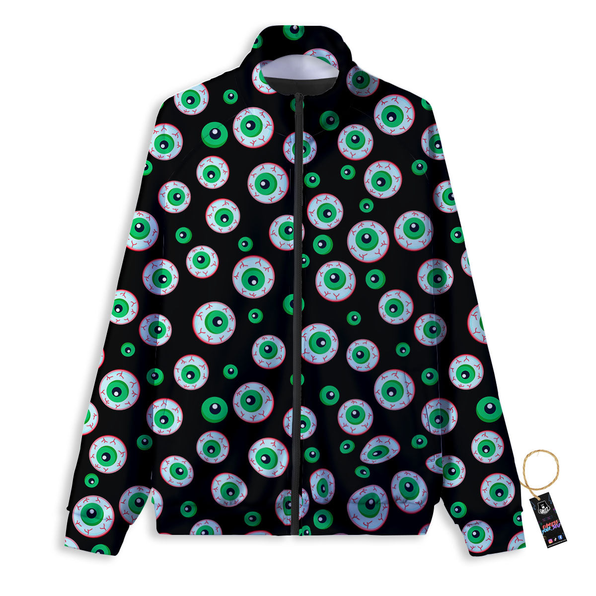 Eyeball Creepy Print Pattern Track Jacket-grizzshop