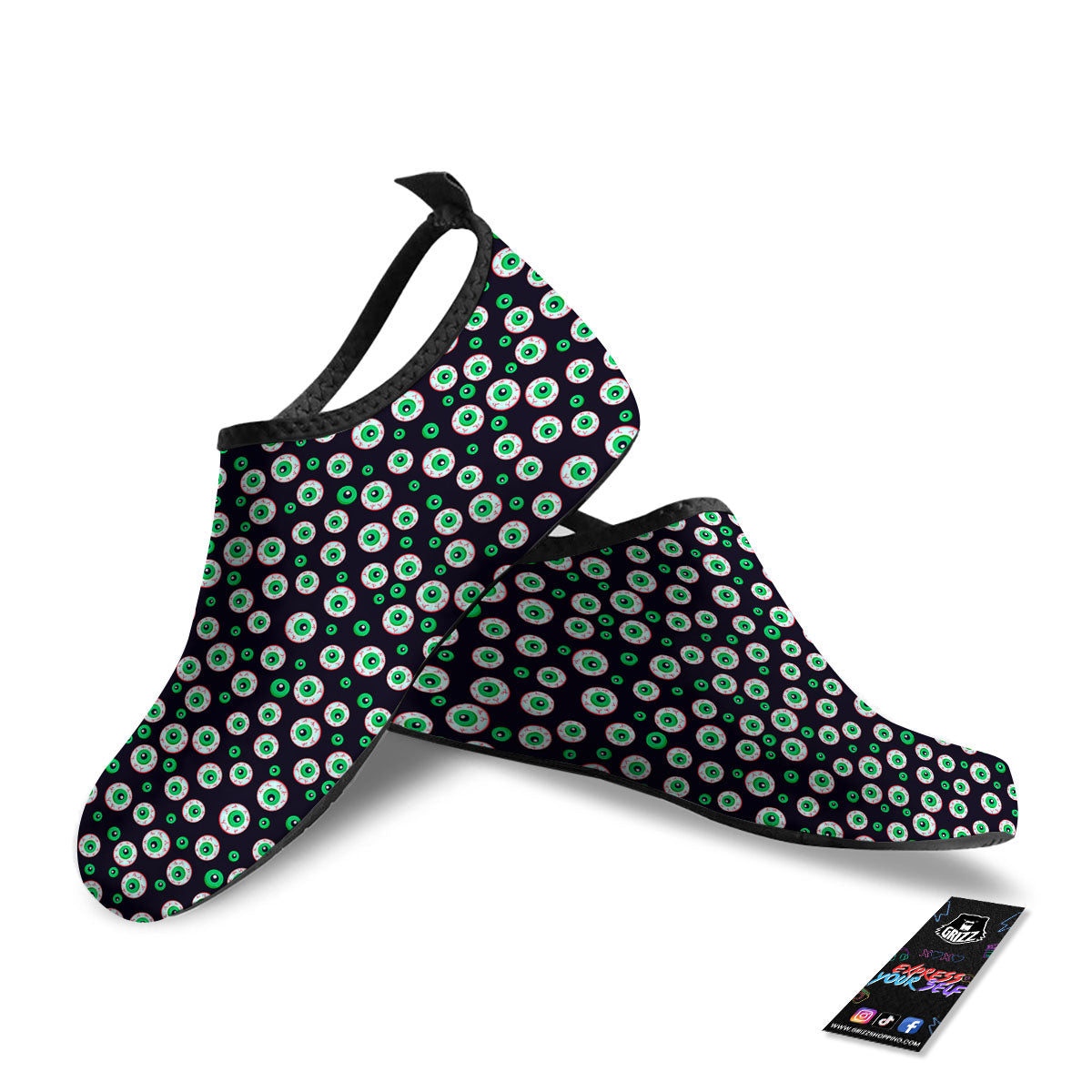 Eyeball Creepy Print Pattern Water Shoes-grizzshop