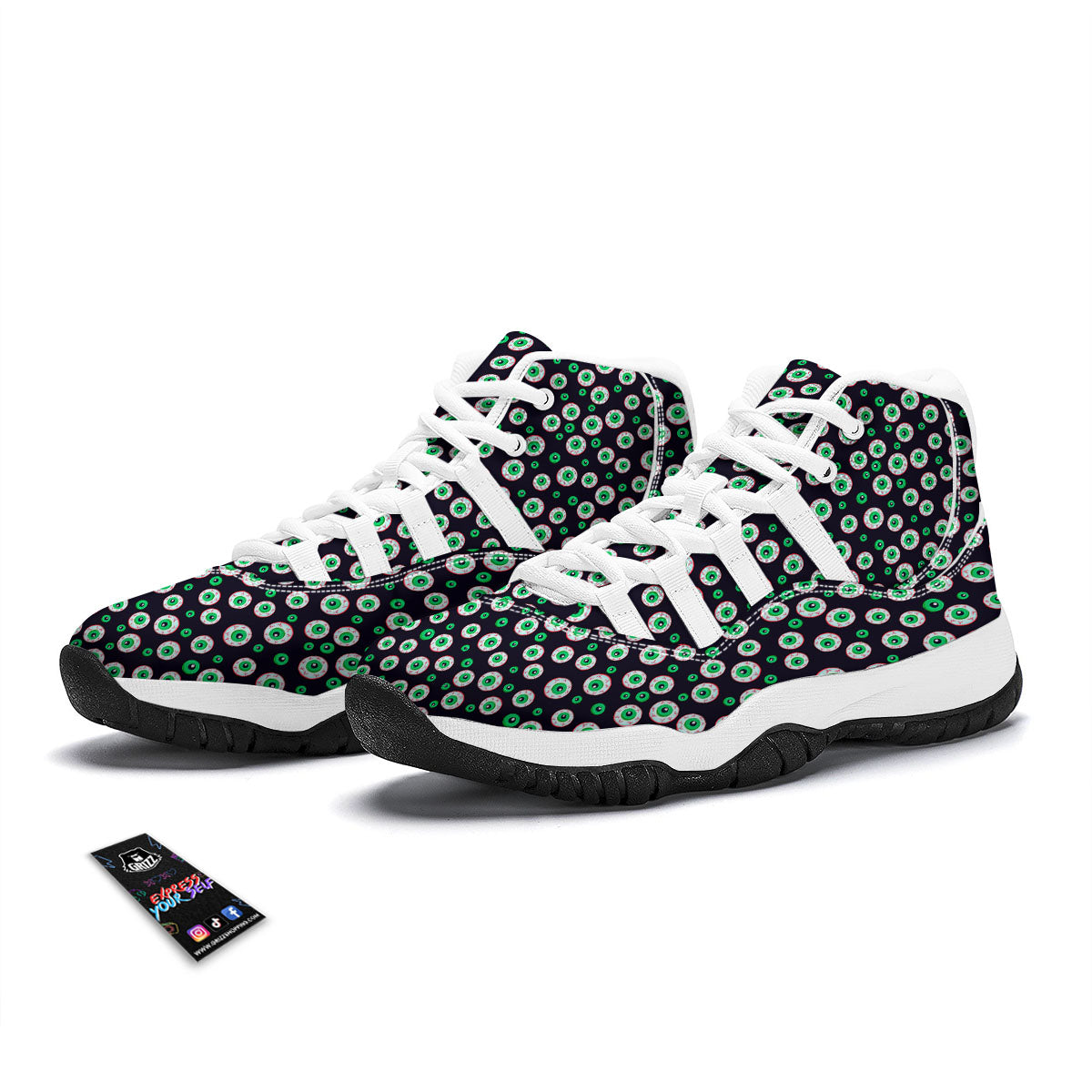 Eyeball Creepy Print Pattern White Bball Shoes-grizzshop