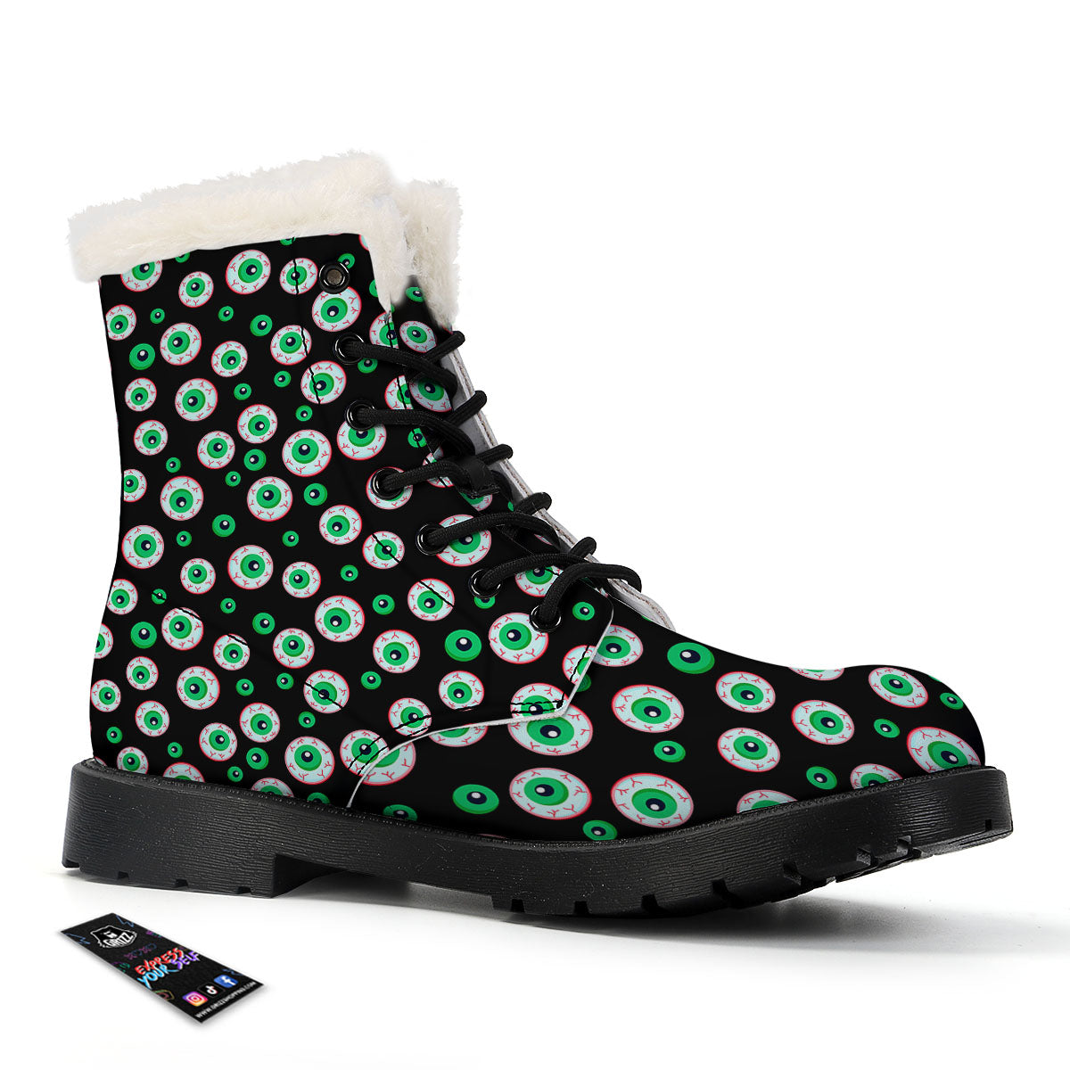 Eyeball Creepy Print Pattern Winter Boots-grizzshop
