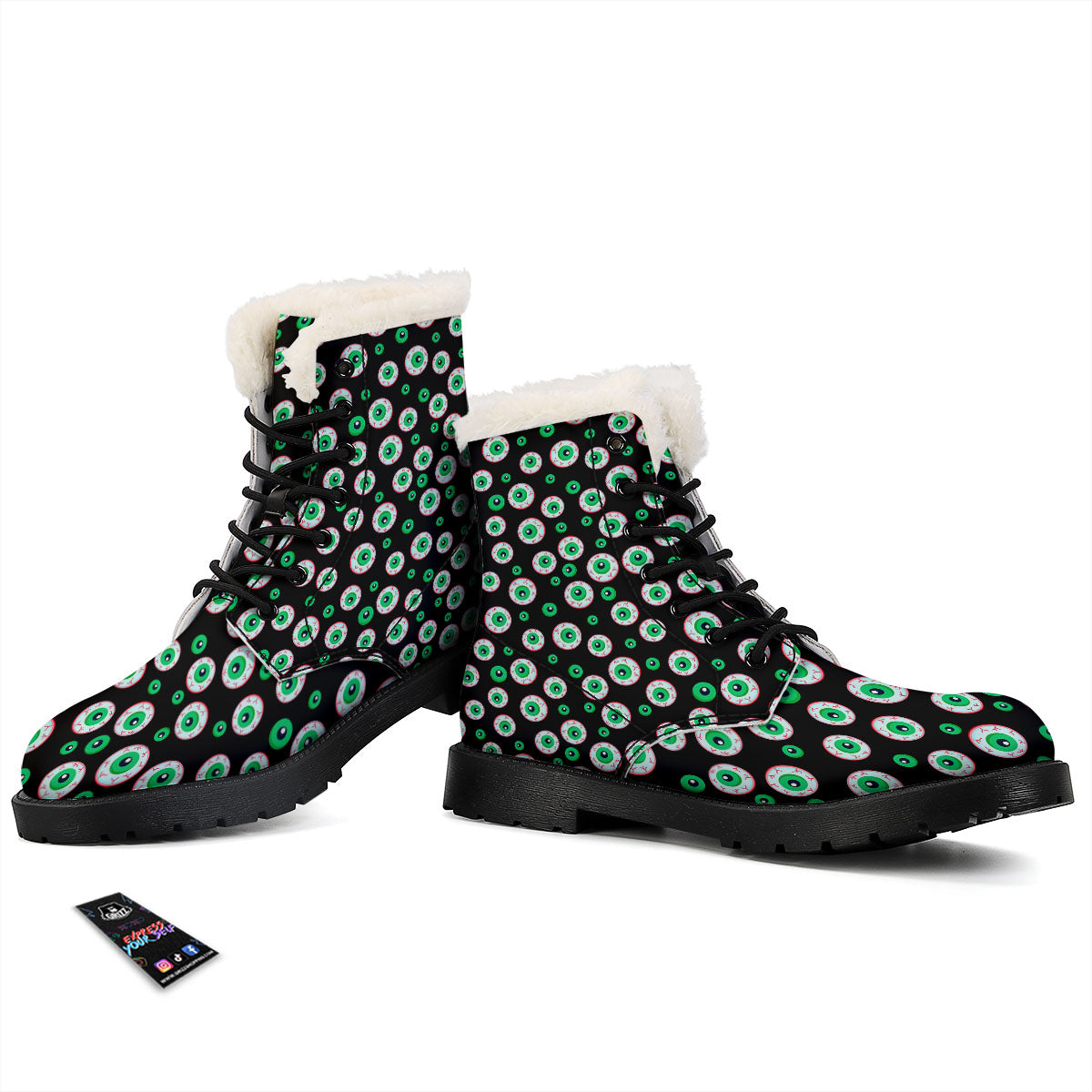 Eyeball Creepy Print Pattern Winter Boots-grizzshop