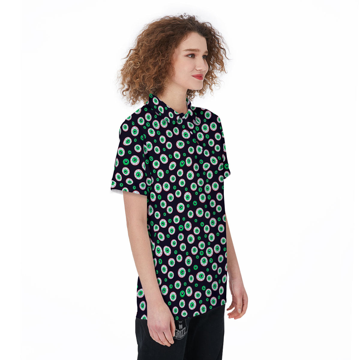 Eyeball Creepy Print Pattern Women's Golf Shirts-grizzshop