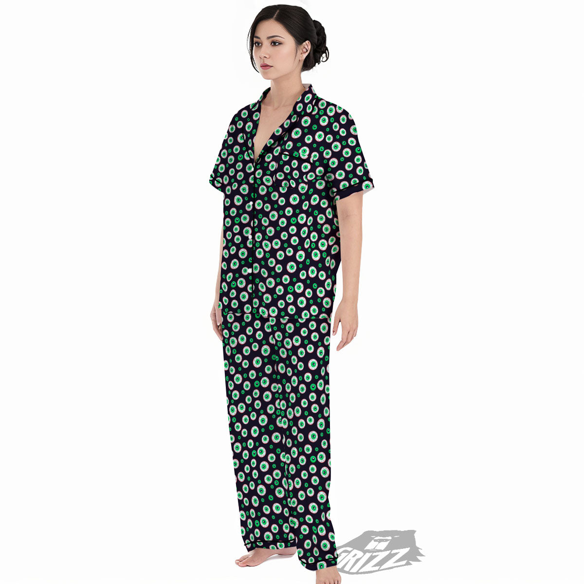 Eyeball Creepy Print Pattern Women's Pajamas Set-grizzshop