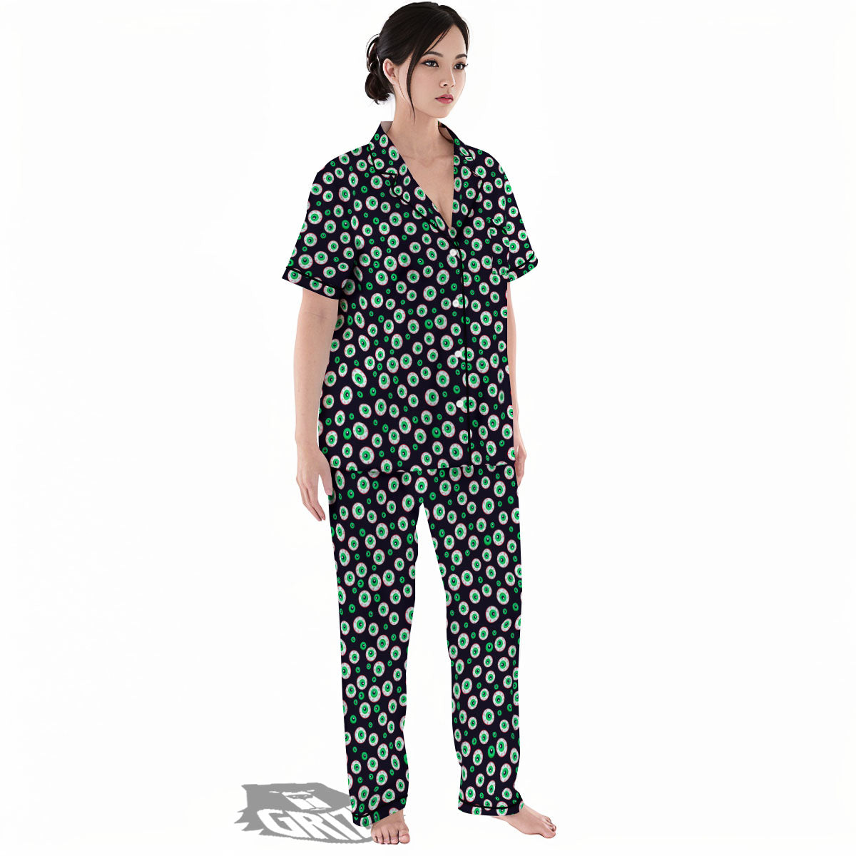 Eyeball Creepy Print Pattern Women's Pajamas Set-grizzshop