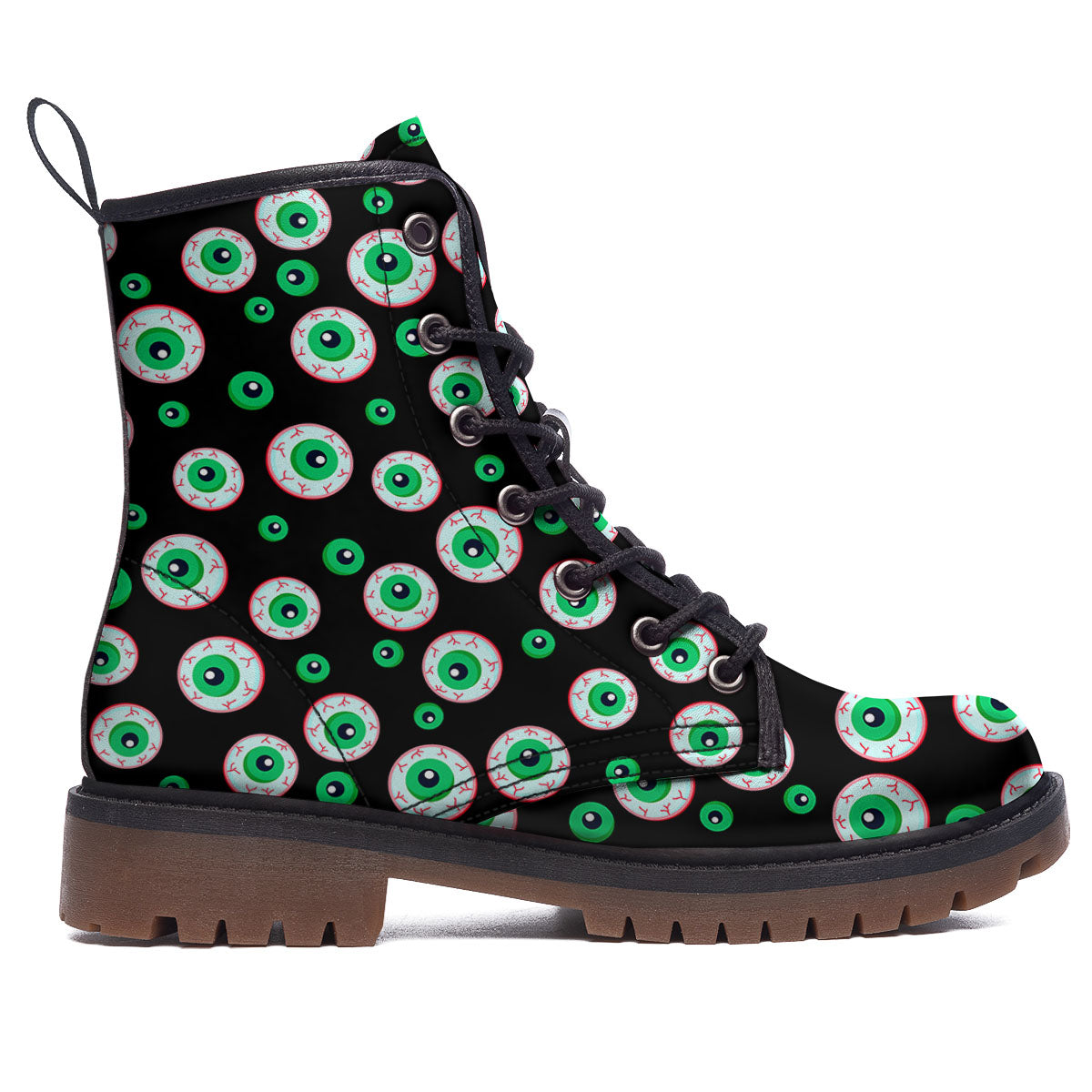 Eyeball Creepy Print Pattern Work Boots-grizzshop