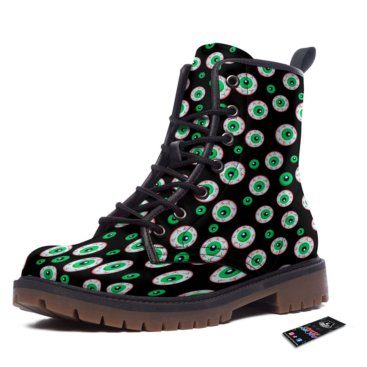 Eyeball Creepy Print Pattern Work Boots-grizzshop
