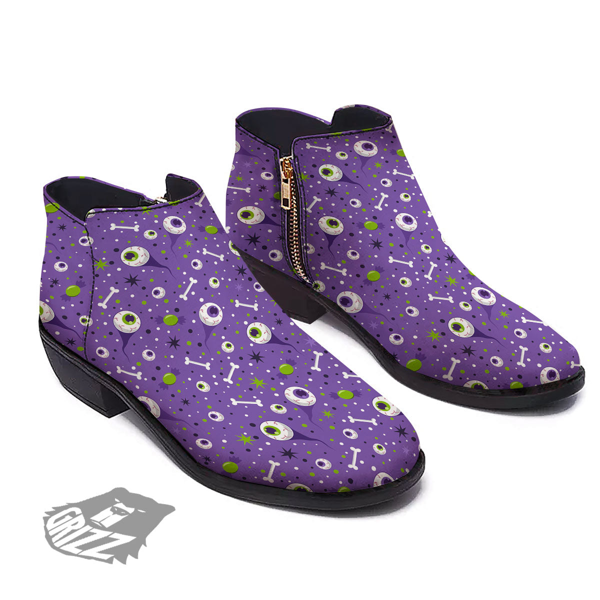 Eyeball Halloween Print Pattern Ankle Boots-grizzshop