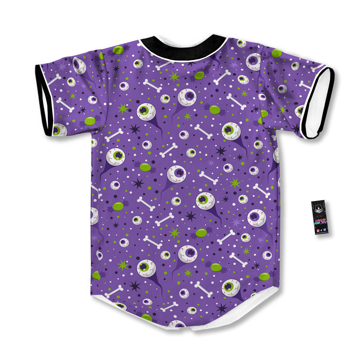 Eyeball Halloween Print Pattern Baseball Jersey-grizzshop