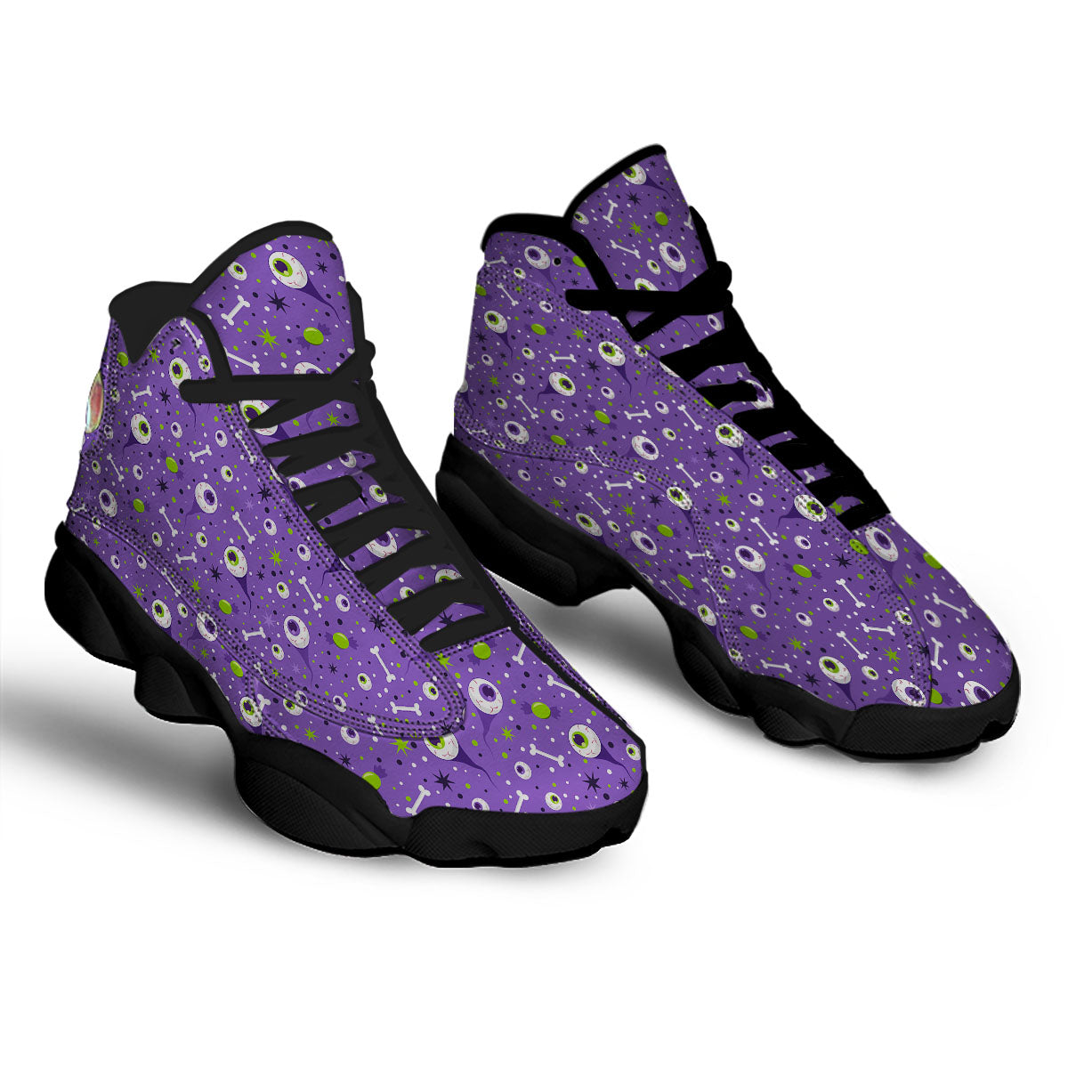 Eyeball Halloween Print Pattern Black Basketball Shoes-grizzshop
