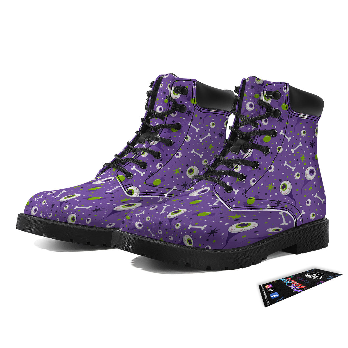 Eyeball Halloween Print Pattern Boots-grizzshop