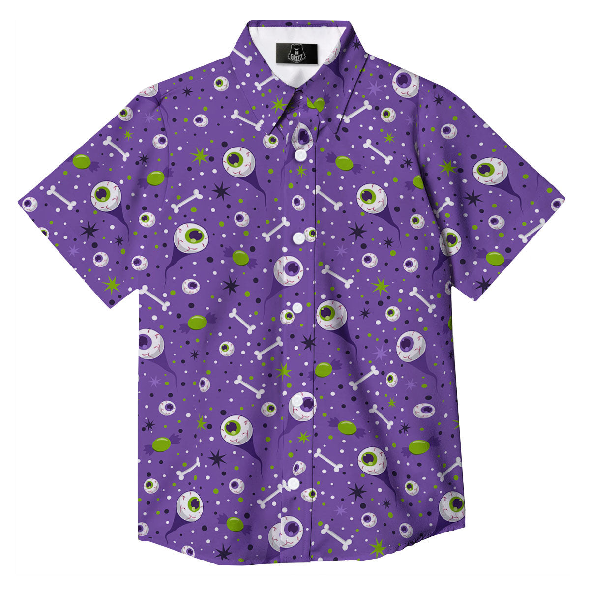 Eyeball Halloween Print Pattern Button Up Shirt-grizzshop