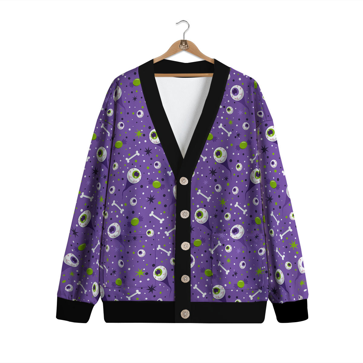 Eyeball Halloween Print Pattern Cardigan-grizzshop