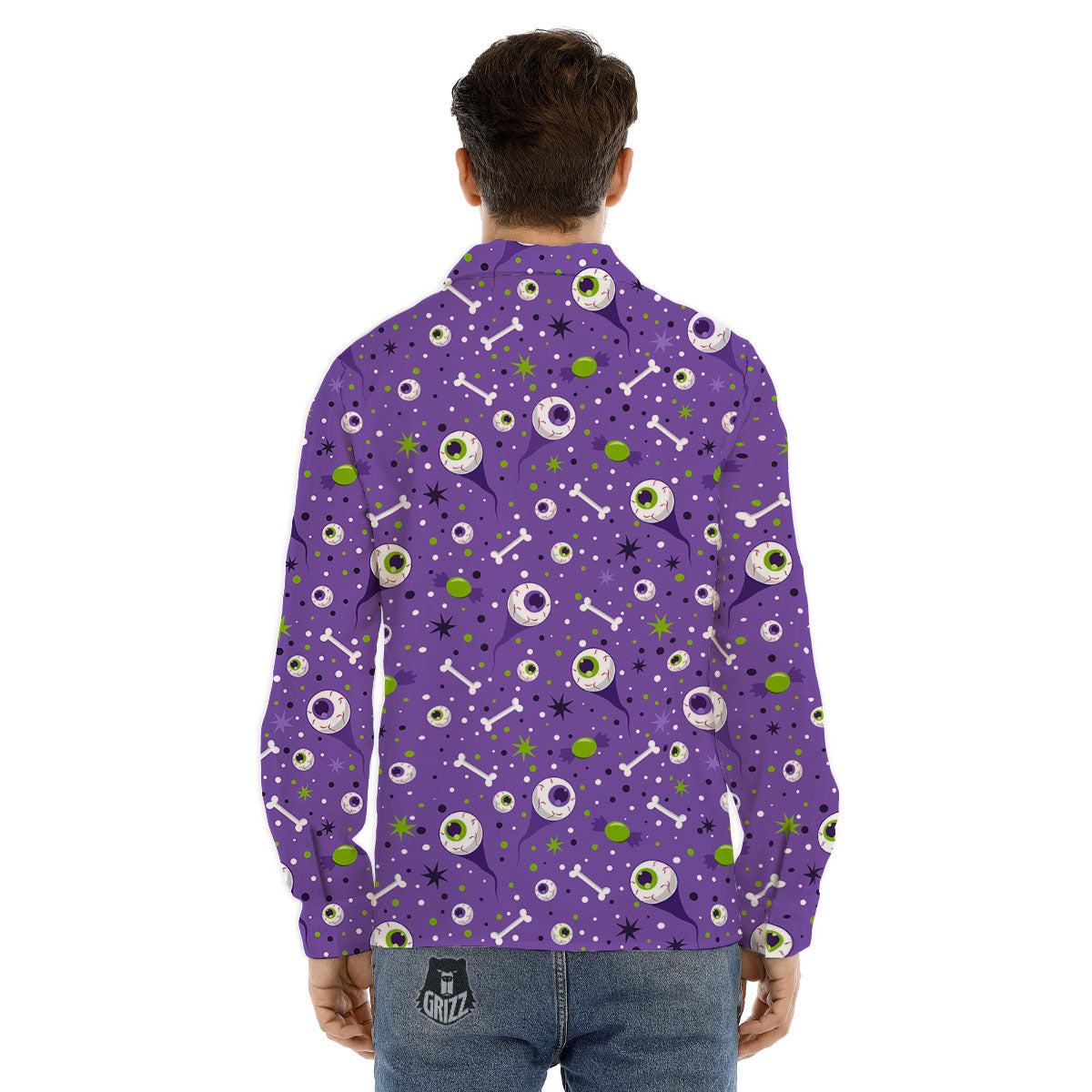 Eyeball Halloween Print Pattern Men's Dress Shirts-grizzshop