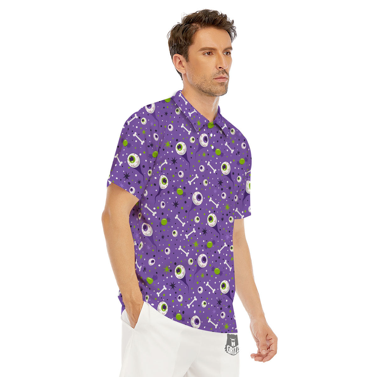 Eyeball Halloween Print Pattern Men's Golf Shirts-grizzshop