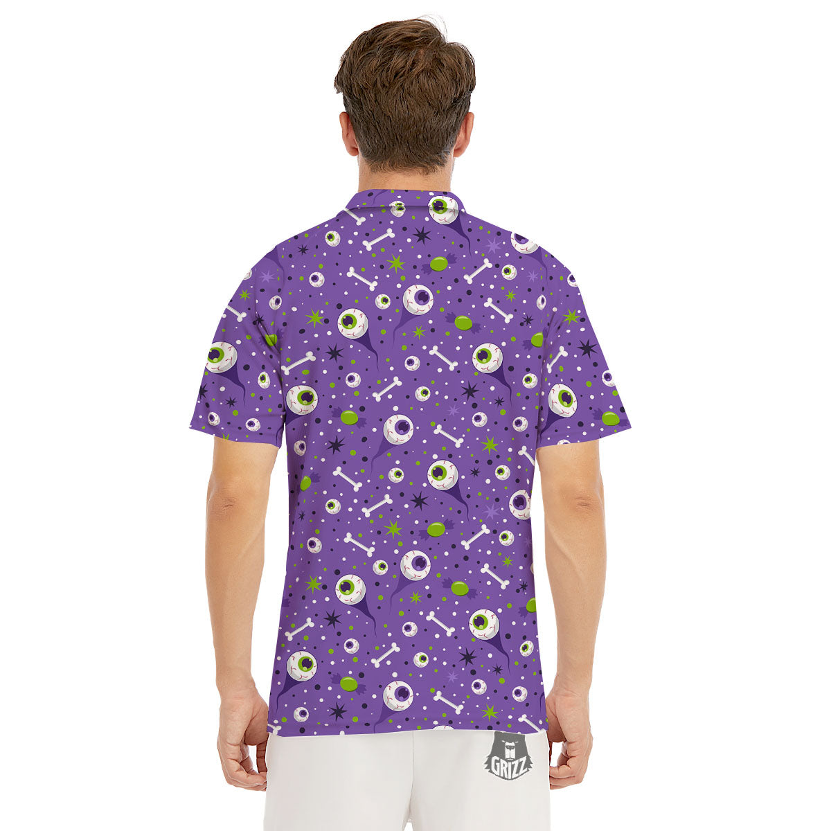 Eyeball Halloween Print Pattern Men's Golf Shirts-grizzshop
