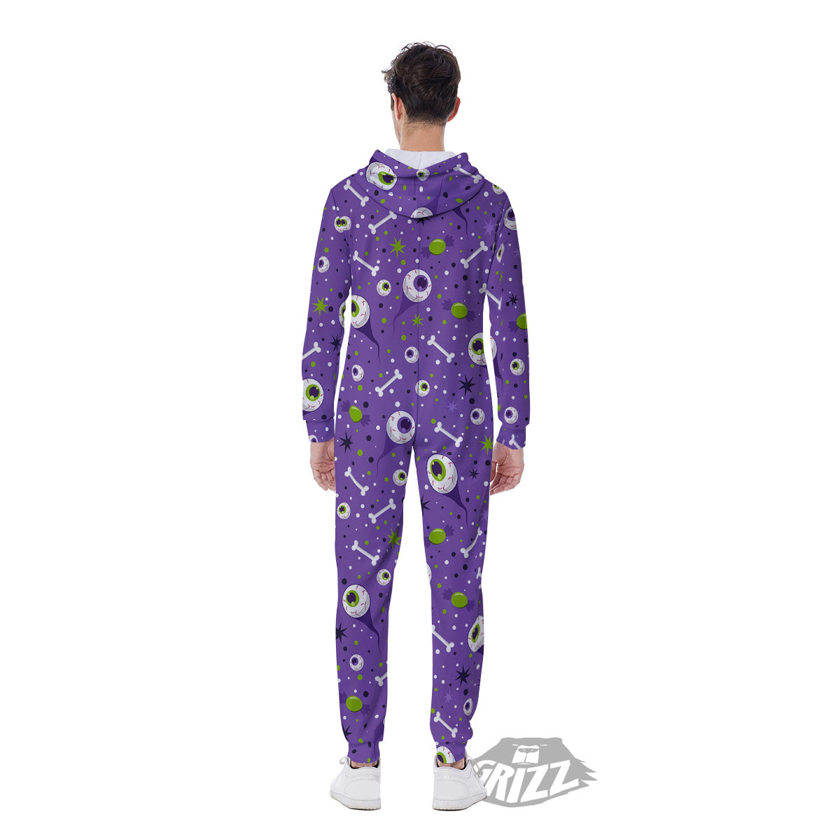 Eyeball Halloween Print Pattern Men's Jumpsuit-grizzshop