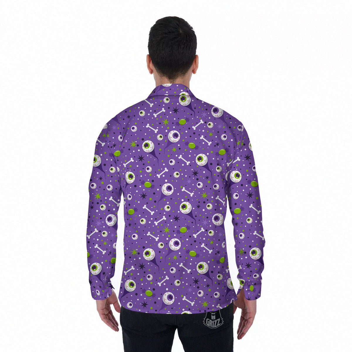 Eyeball Halloween Print Pattern Men's Long Sleeve Shirts-grizzshop