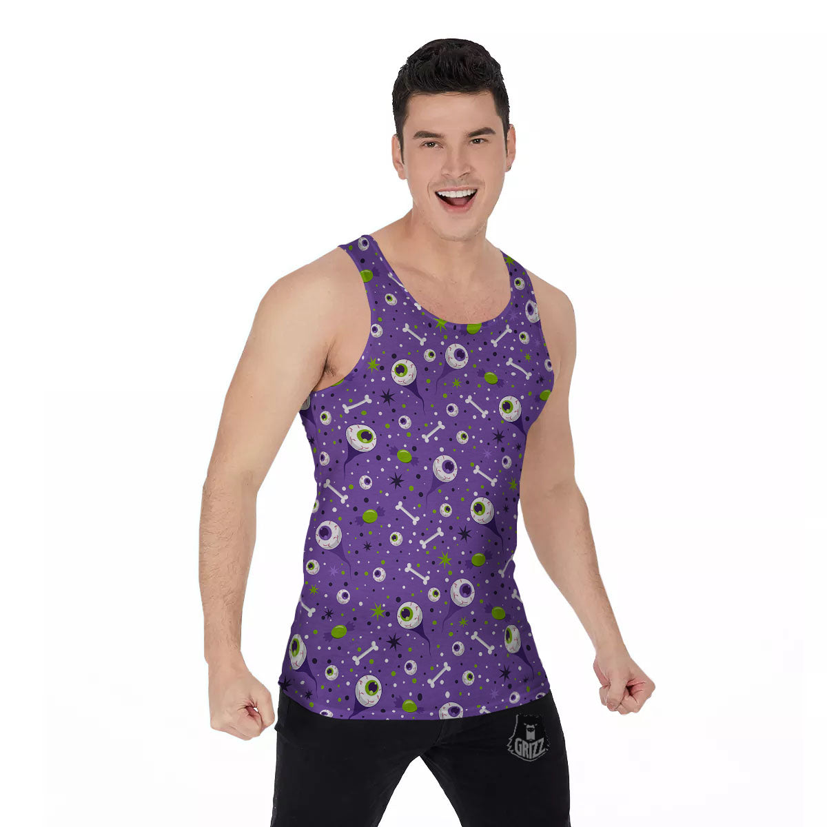 Eyeball Halloween Print Pattern Men's Tank Top-grizzshop