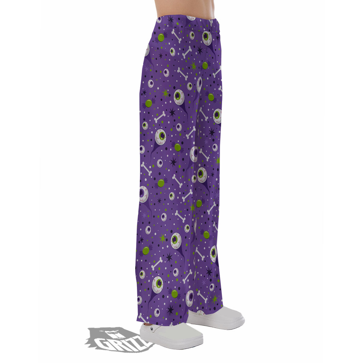 Eyeball Halloween Print Pattern Pajama Pants-grizzshop