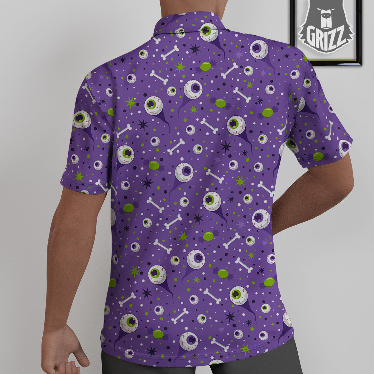 Eyeball Halloween Print Pattern Untucked Shirts-grizzshop