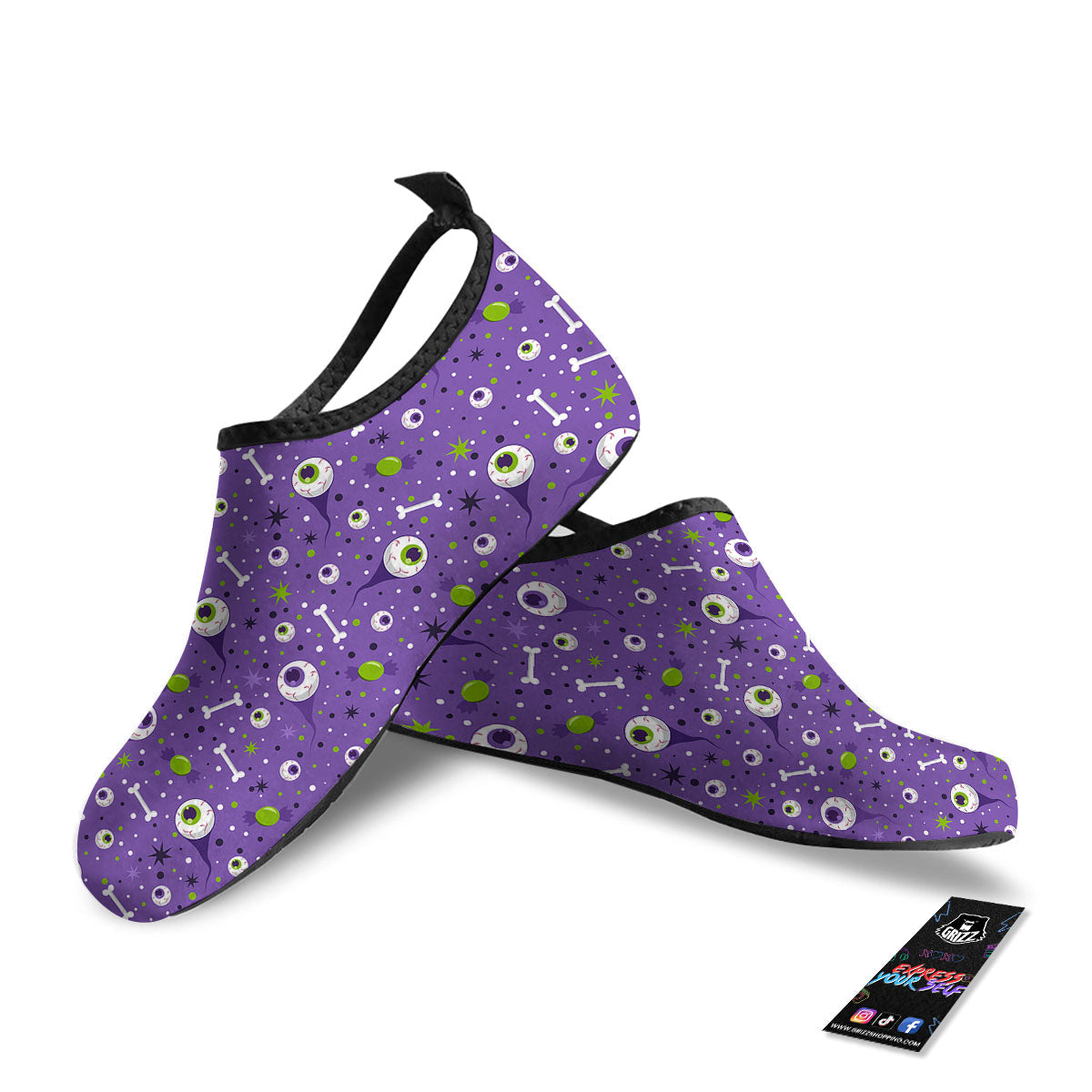 Eyeball Halloween Print Pattern Water Shoes-grizzshop