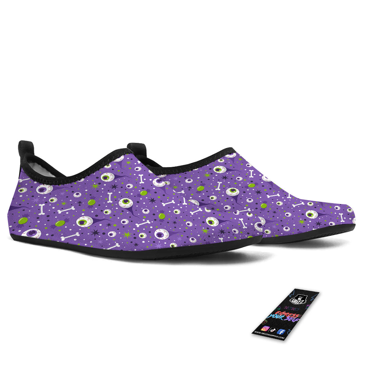 Eyeball Halloween Print Pattern Water Shoes-grizzshop