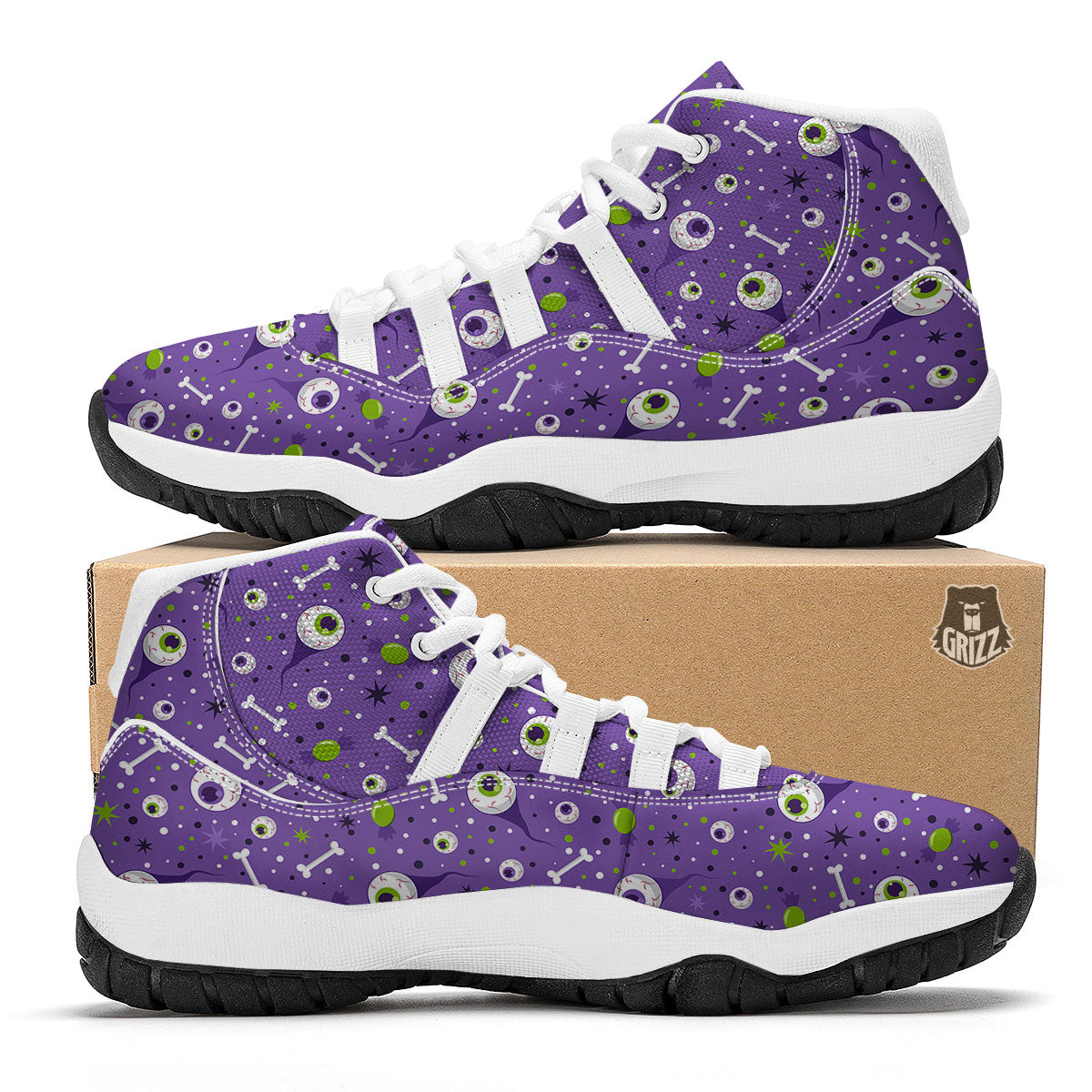Eyeball Halloween Print Pattern White Bball Shoes-grizzshop