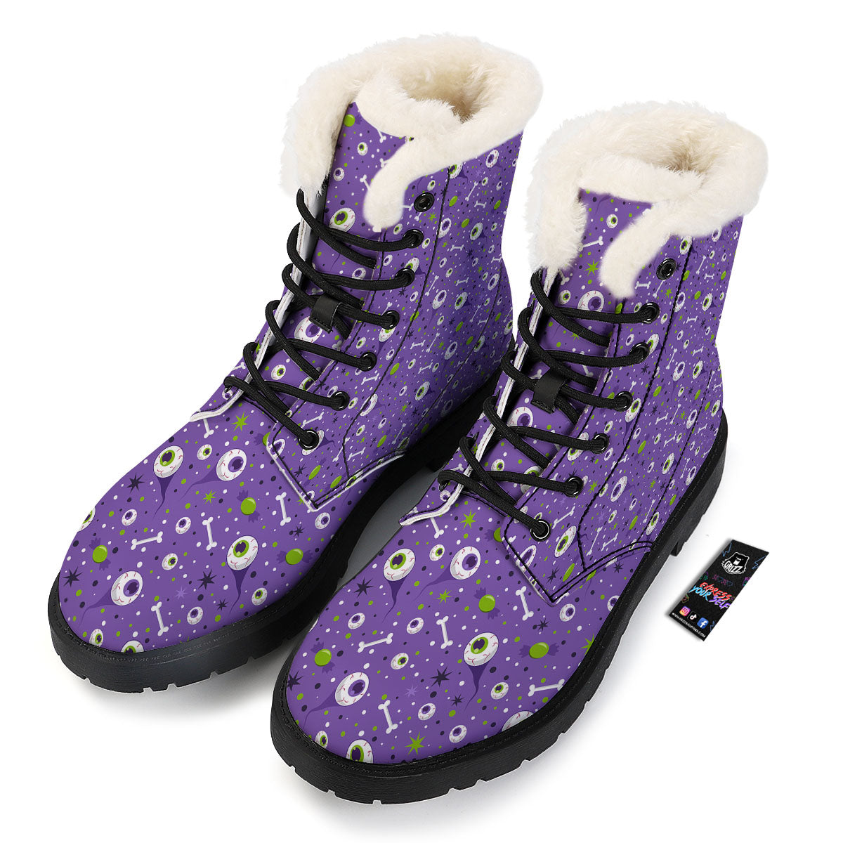 Eyeball Halloween Print Pattern Winter Boots-grizzshop