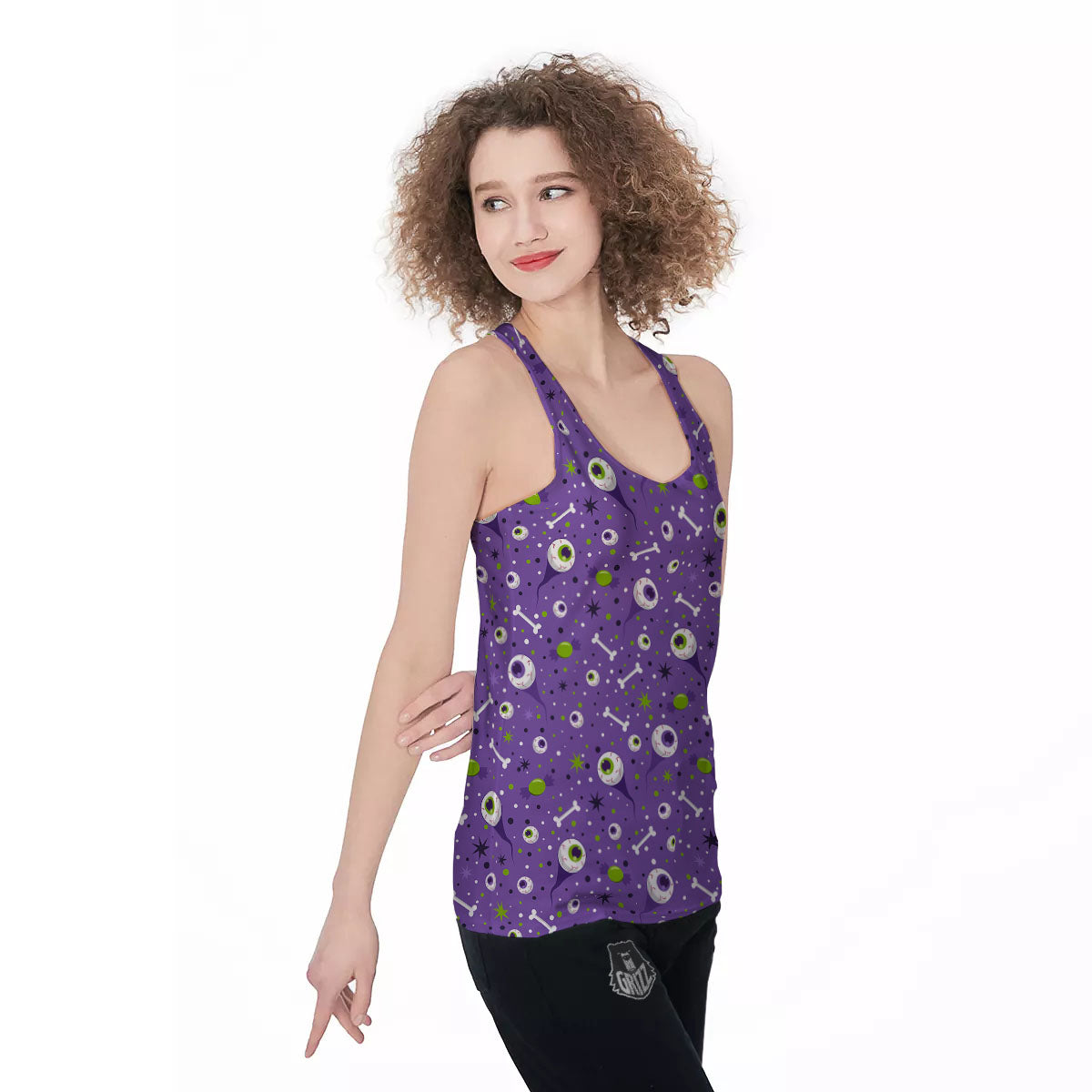Eyeball Halloween Print Pattern Women's Racerback Tank Top-grizzshop