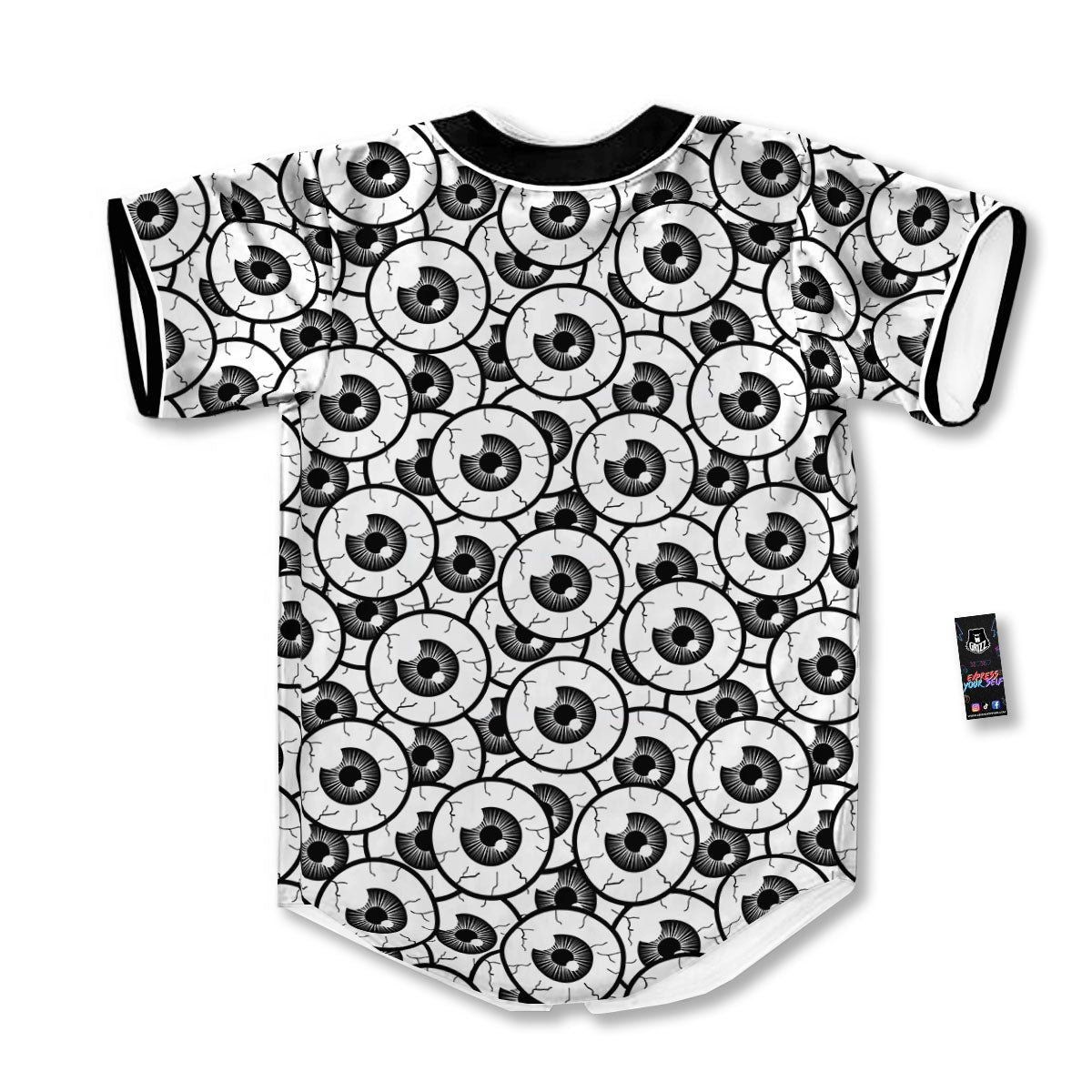 Eyeball Print Pattern Baseball Jersey-grizzshop