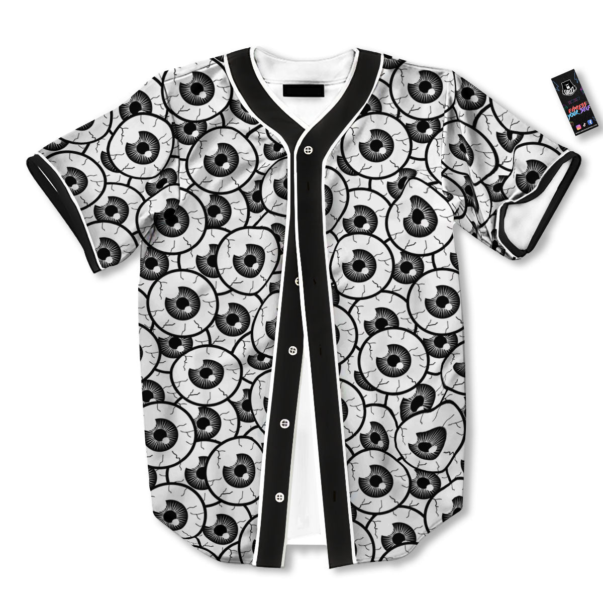 Eyeball Print Pattern Baseball Jersey-grizzshop