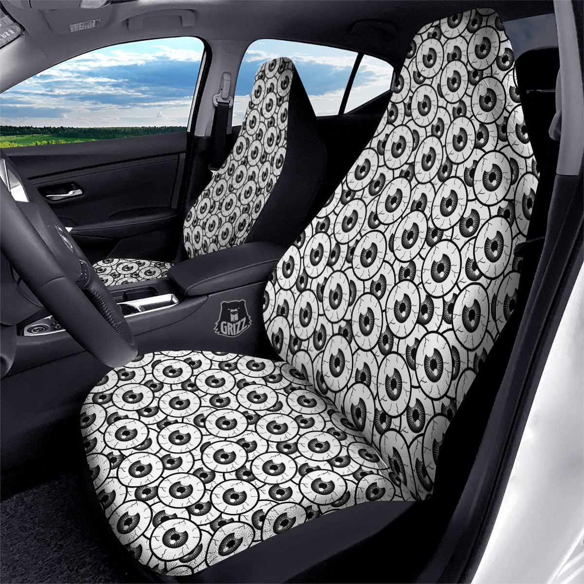Eyeball Print Pattern Car Seat Covers-grizzshop