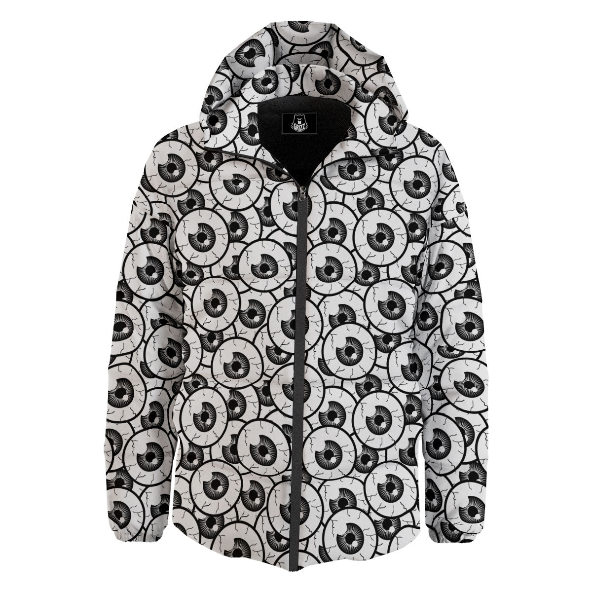 Eyeball Print Pattern Down Jacket-grizzshop
