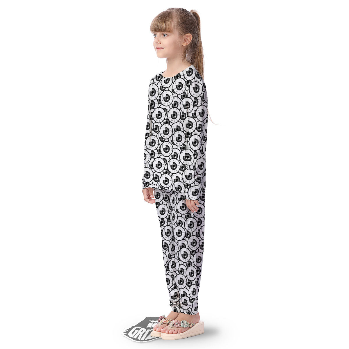 Eyeball Print Pattern Kid's Pajamas-grizzshop
