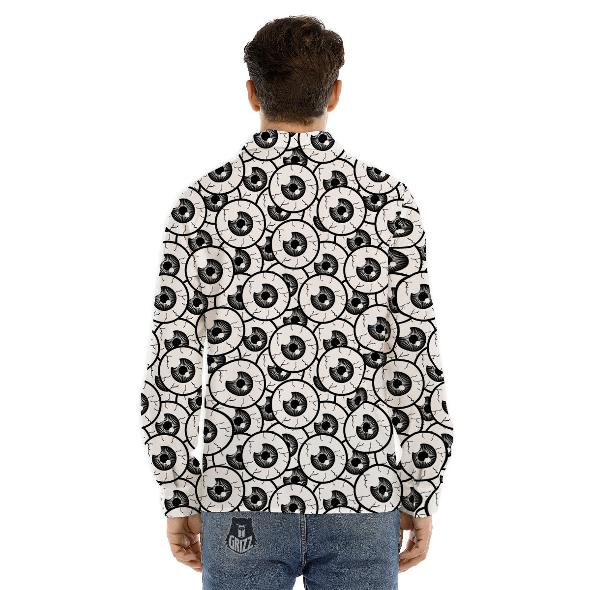 Eyeball Print Pattern Men's Dress Shirts-grizzshop