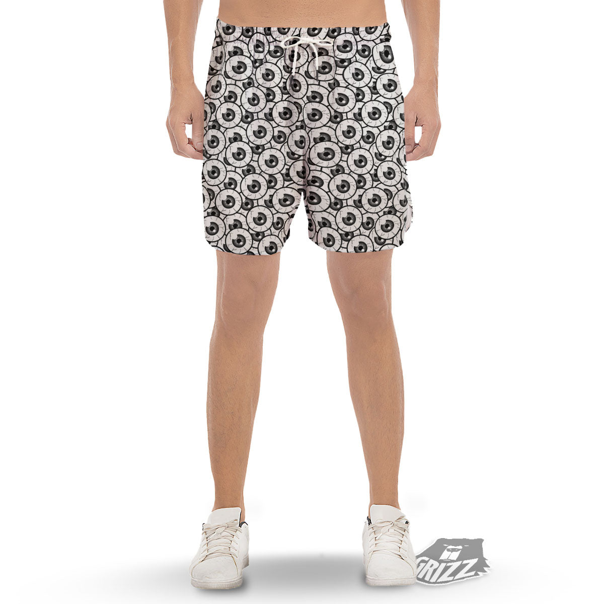 Eyeball Print Pattern Men's Gym Shorts-grizzshop