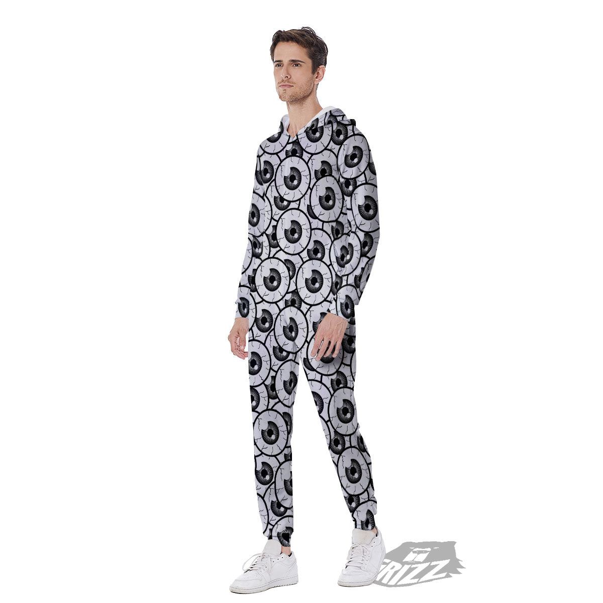 Eyeball Print Pattern Men's Jumpsuit-grizzshop
