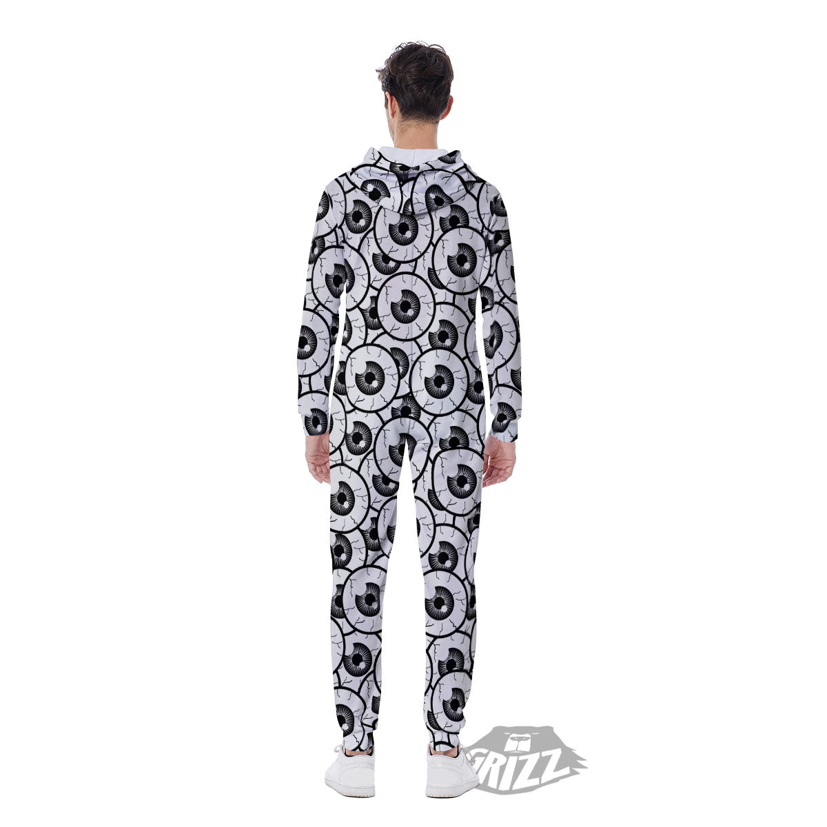 Eyeball Print Pattern Men's Jumpsuit-grizzshop