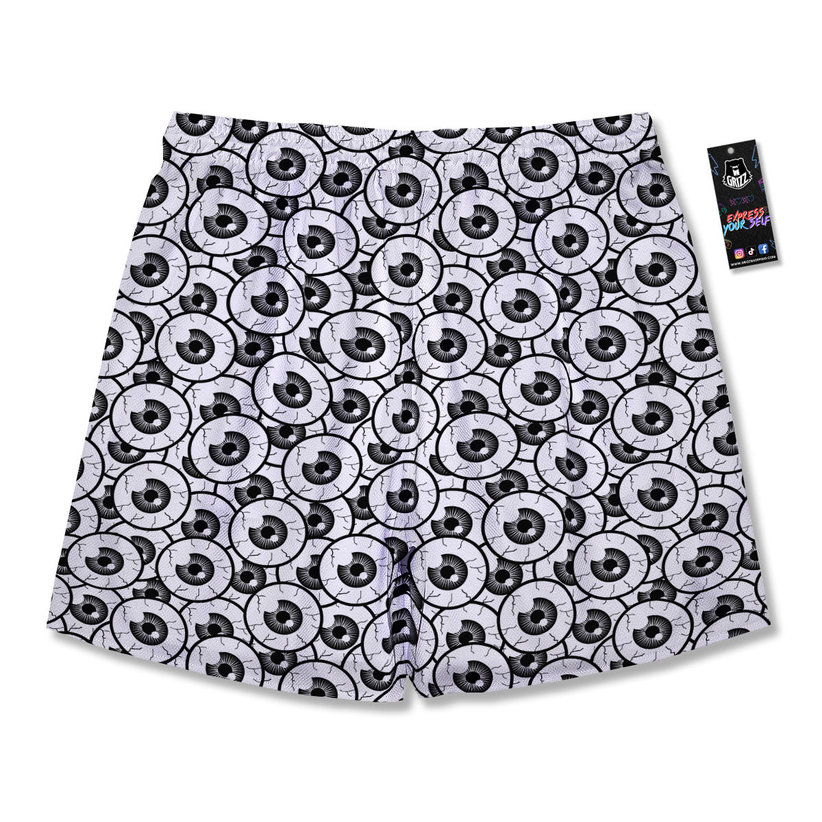 Eyeball Print Pattern Men's Running Shorts-grizzshop