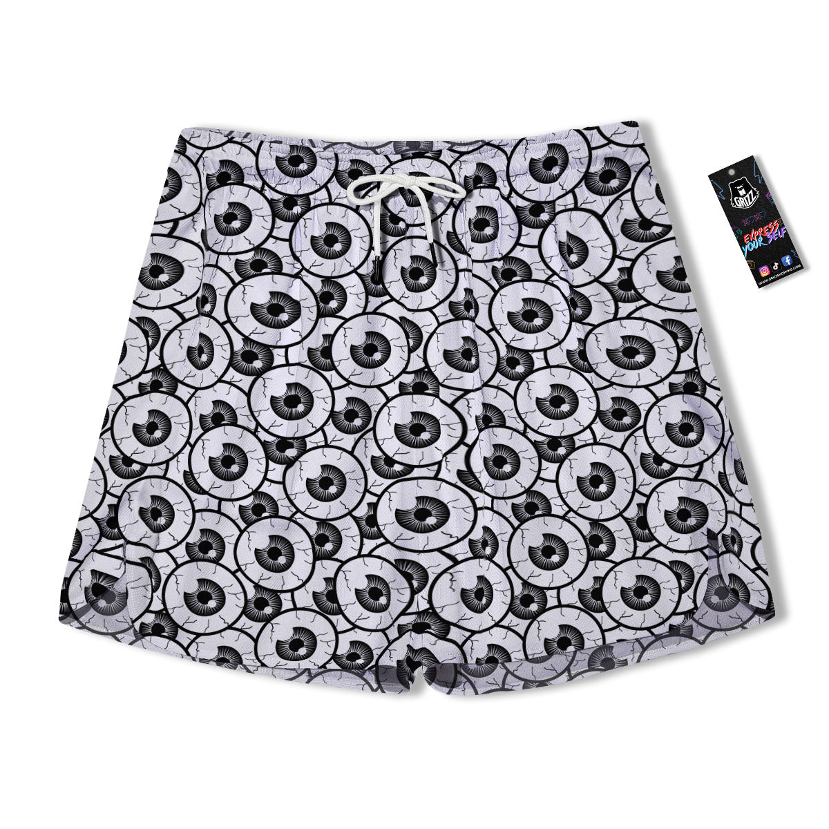 Eyeball Print Pattern Men's Running Shorts-grizzshop